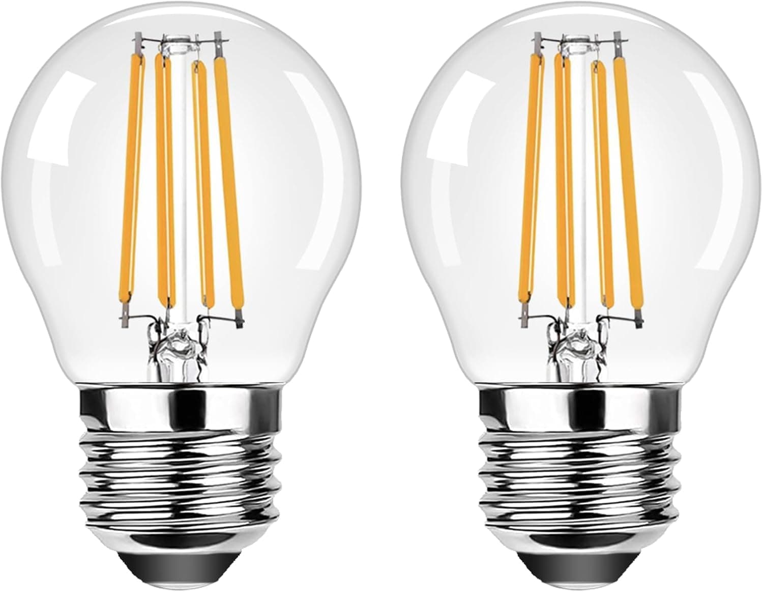 OML G45 4W Filament LED Bulb, Warm White 2700K, E27 Base, Smooth Dimming, 360-Degree Beam Angle, Clear Glass & Antique Vintage Edison Bulb for Decorative Light Fixtures (Set of 2)
