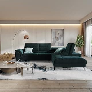 Wakefit Sofa Set | 5 Year Warranty | Sofa 3 Seater, 3 Seater Sofa for Living Room, Wooden Sofa Set, L Shape Sofa 3 Seater + Right Aligned - Comoros(Vogue : Deep Ocean)