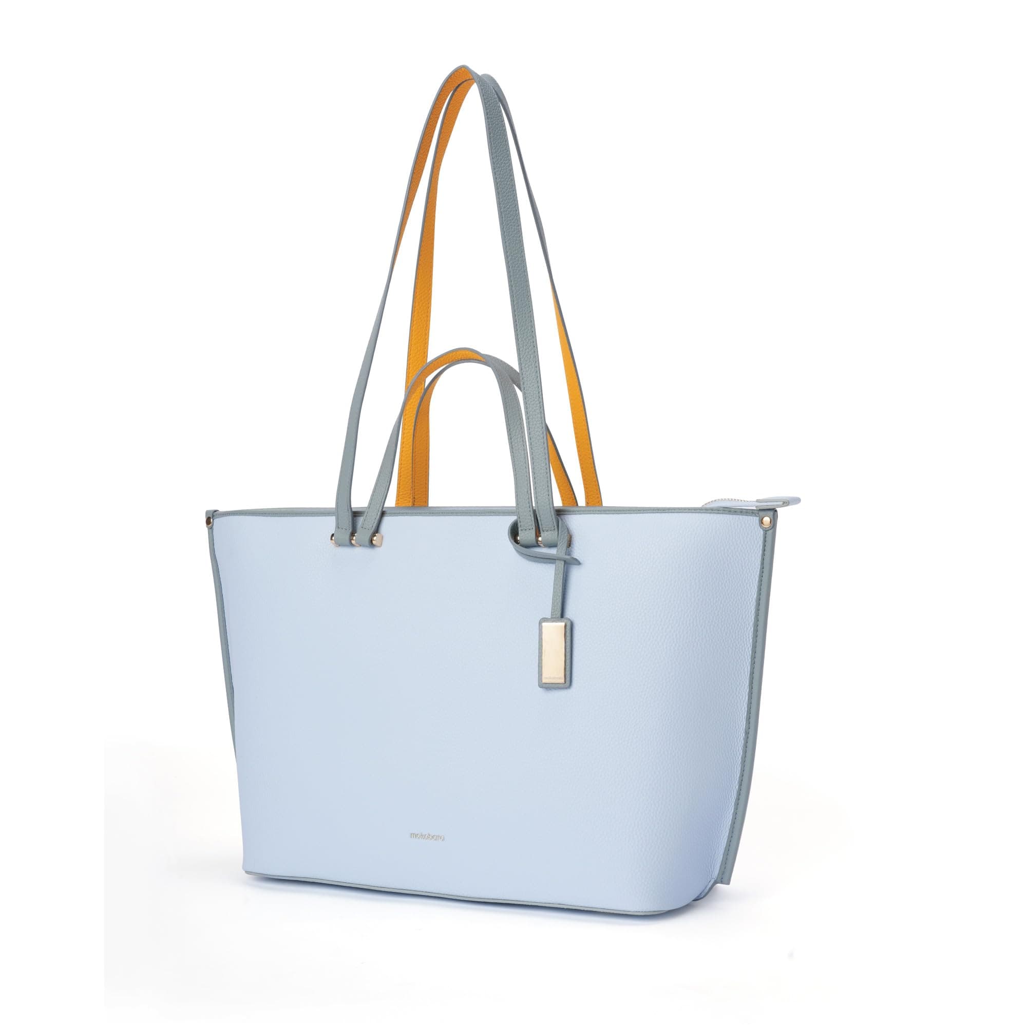 MOKOBARA The Belle Tote Bag for Women | Premium Vegan Leather Office Handbag | Fits 16 Inch Laptop | 2-Way Carry Shoulder Bag with Zip Closure | Modern Inc | Blue