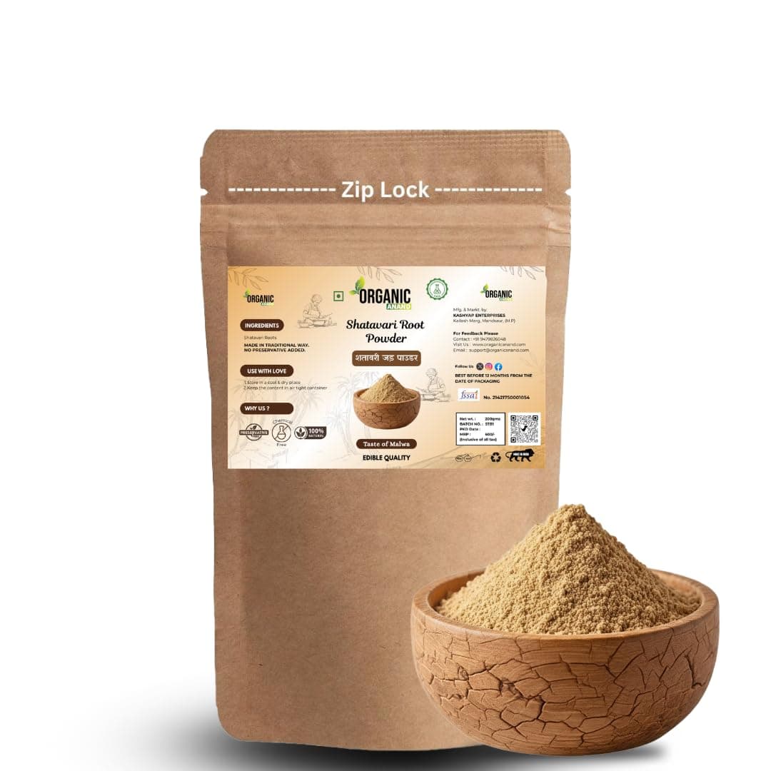 Organic Anand Shatavari Root Powder 100 Grams | Asparagus Racemosus | Satavari Kizhangu/Chittamoothi | Promotes Lactation Naturally | Non GMO | No Added Preservatives
