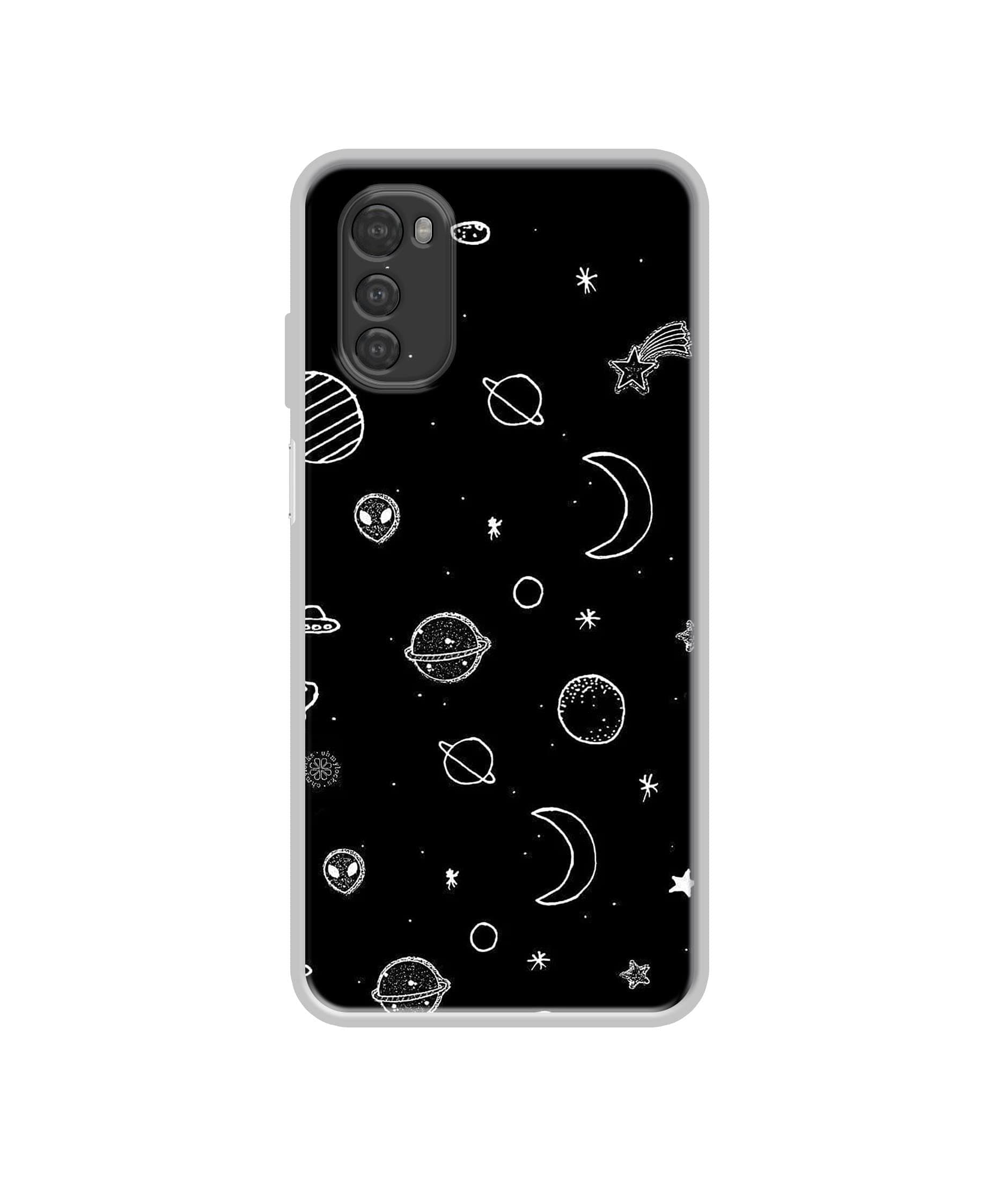 Amazon Brand - Solimo Solar System Printed Silicon Soft TPU Back Case Cover Compatible for Motorola Moto E32S 4G