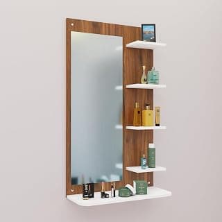 VIKI | Dressing Table with Mirror and Open Shelf, Organizer and Storage, Vanity Shelf, Bedroom, Makeup Furniture, Hallway 120cms(H)*70cms(W) | 1 Year Warranty, DIY | Brussel Walnut & Frosty White
