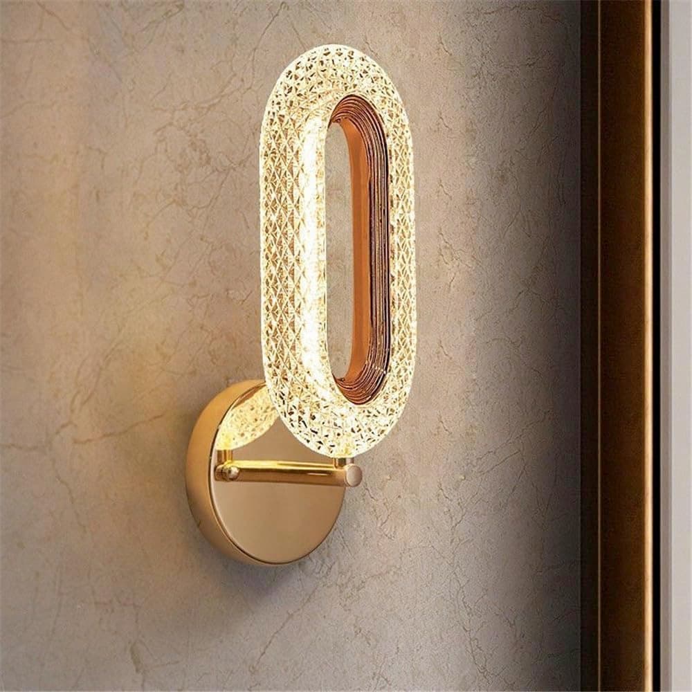 Groeien 12W | 3 Color Modern LED Crystal Oval Wall Sconce Gold Wall Light for Bedroom Living Room Corridor Lighting Fixtures Wall Mount (Crystal Oval, 1, Count)