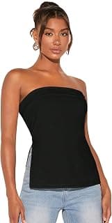 Aahwan Women Polyester Slim Fit White Solid Split Strapless Hem Tube Top with Side Slit Crop Top