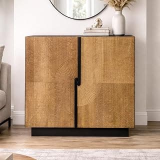 The Attic Georgia Two Door Sideboard, Multipurpose Cabinet for Kitchen and Living Room Storage, Crockery Storage, Solid Mango Wood, Black + Natural Matte Finish