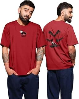 WROGN Men's Pure Cotton T-Shirt | Monster Print | Oversized Fit