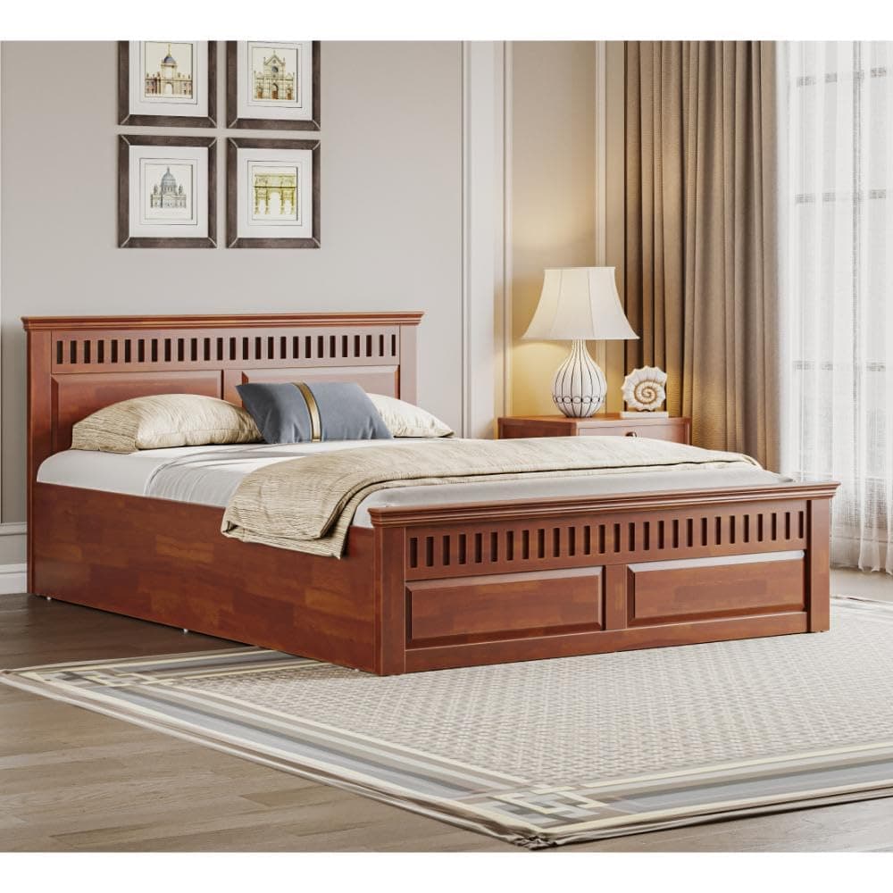 Wakefit Bed | Queen (78 X 60) Solid Wood Bed with Storage, 3 Year Warranty | - Pegasi - Gold Brown