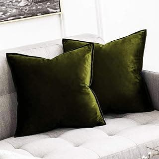Khooti Decorative Velvet Cushion Cover Pack of 1-18" x 18" / 46 x 46 cm - Mehandi - Soft Pillow Covers Cushion Case for Sofa Bedroom Livingroom Chair Car, Cushion Cover