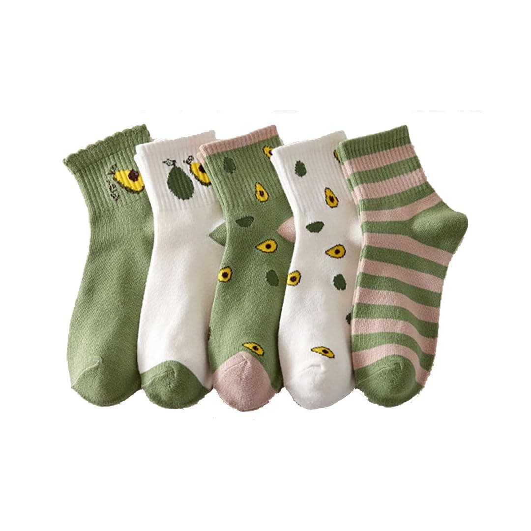 SoxLife Women Calf Length Cute Socks | Fruit Theme Design | Set of 5