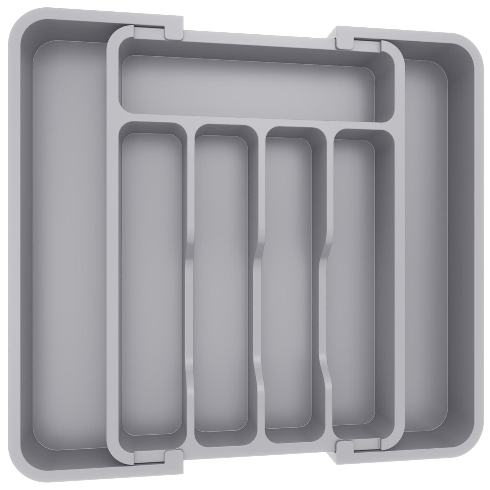 Lifewit Silverware Drawer Organizer, Expandable Utensil Tray for Kitchen, BPA Free Flatware and Cutlery Holder, Adjustable Plastic Storage for Spoons Forks Knives, 8.9-14.7 x 12.2", Gray