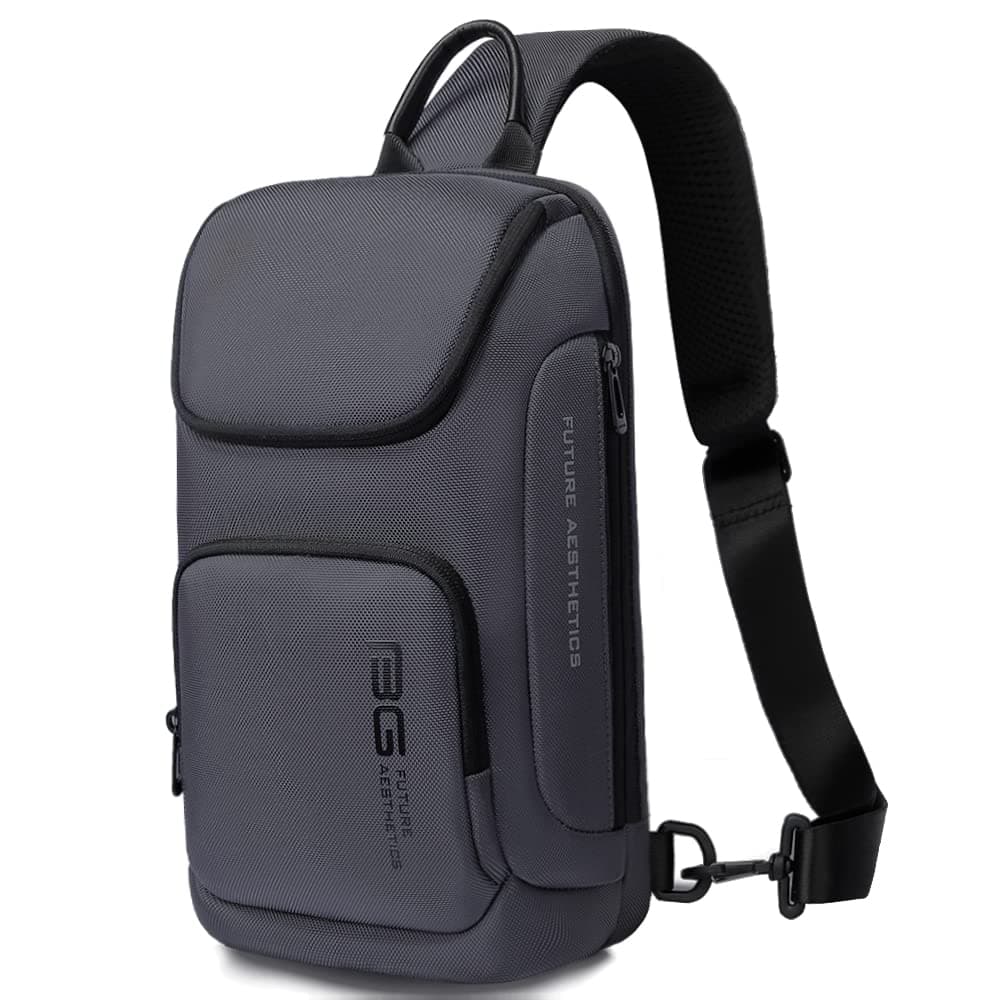 BANGE Sling Bag, Waterproof Men's Chest Bag Shoulder bags Crossbody Sling Backpack for Men, 7565grey, Durable