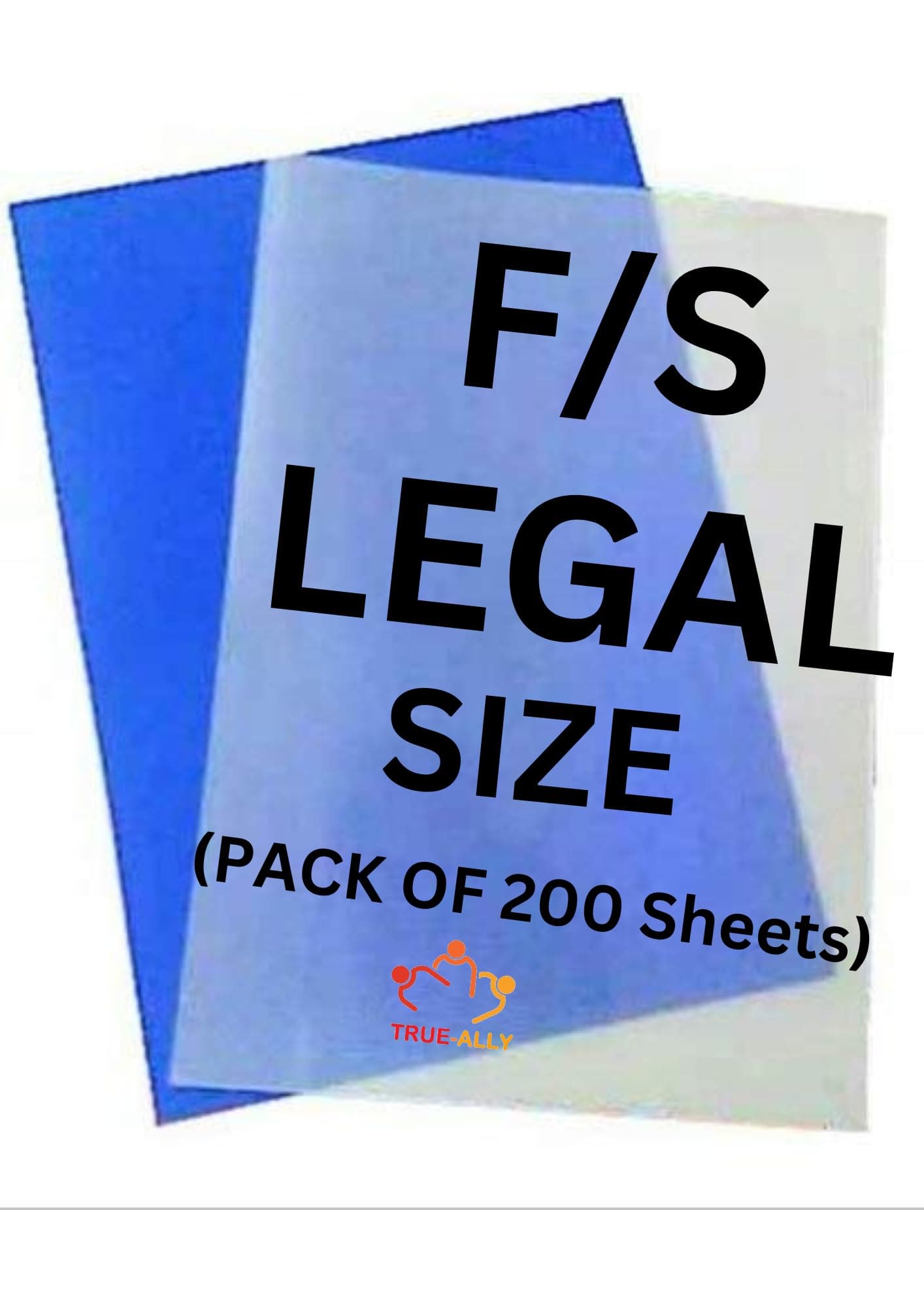 True-Ally F/S or Legal Size Book Spiral Binding Sheet Set of 2 (100 Blue + 100 Opac White) Total Sheets 200 (Size: 13.5 X 8.5 inch) (Pack of 200 (100 Blue + 100 White))