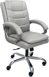 activa Executive Revolving Office Chair | Ergonomic Computer Desk Chair with Cushioned Seat| Heavy Duty Steel, Adjustable Height & 360° Swivel Wheel| Study/Home/Offcie Visitor Chair (Star, Light Grey)