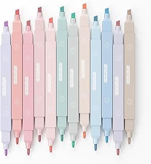 Aesthetic Cute Highlighters Bible and Pens No Bleed Mild Soft Chisel Pastel Marker Pens for Journal Note Taking School Stationary (Dual Tip 12 Pcs Aesthetic Highlighter)