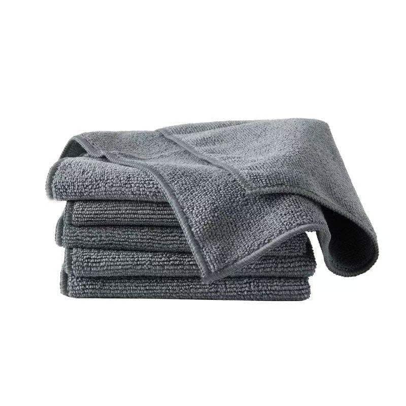 MEGAKLEEN Microfiber Cloth - 5 pcs - 40x40 cms - 340 GSM Grey! Thick Lint & Streak-Free Multipurpose Cloths - Automotive Microfibre Towels for Car Bike Cleaning Polishing Washing & Detailing.