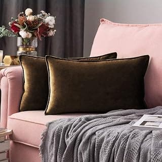 Khooti Decorative Velvet 200 TC Cushion Cover Pack Of 1-16"X20"/41X51 Cm-Brown-Soft Pillow Covers Cushion Case For Sofa Bedroom Living room Chair Car