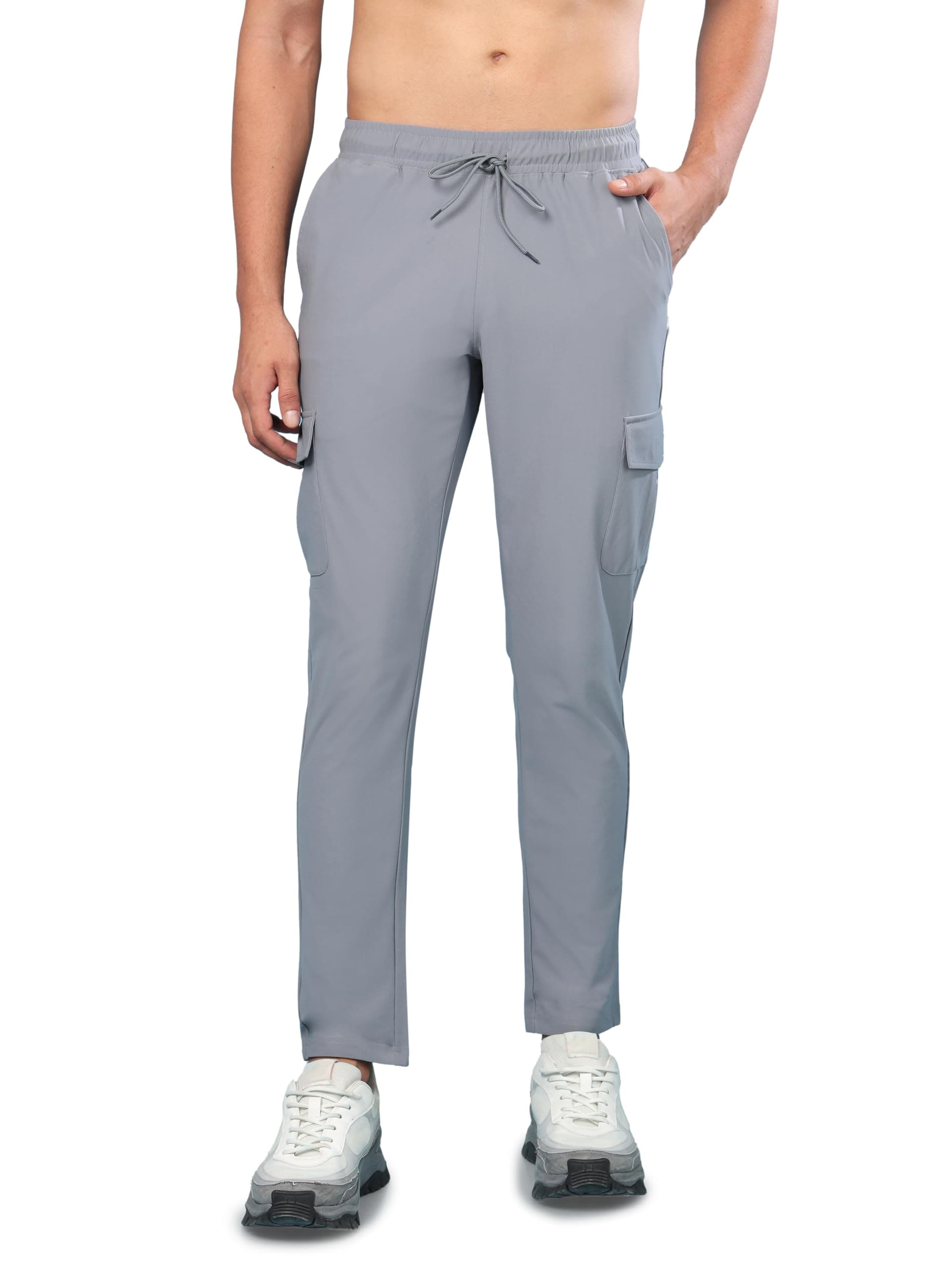Men's Solid Relaxed Fit Cargo Track Pants with DURACOOL+ | Moisture-Wicking Breathable Sports Joggers | Multi-Pocket Athletic & Casual Bottom Wear