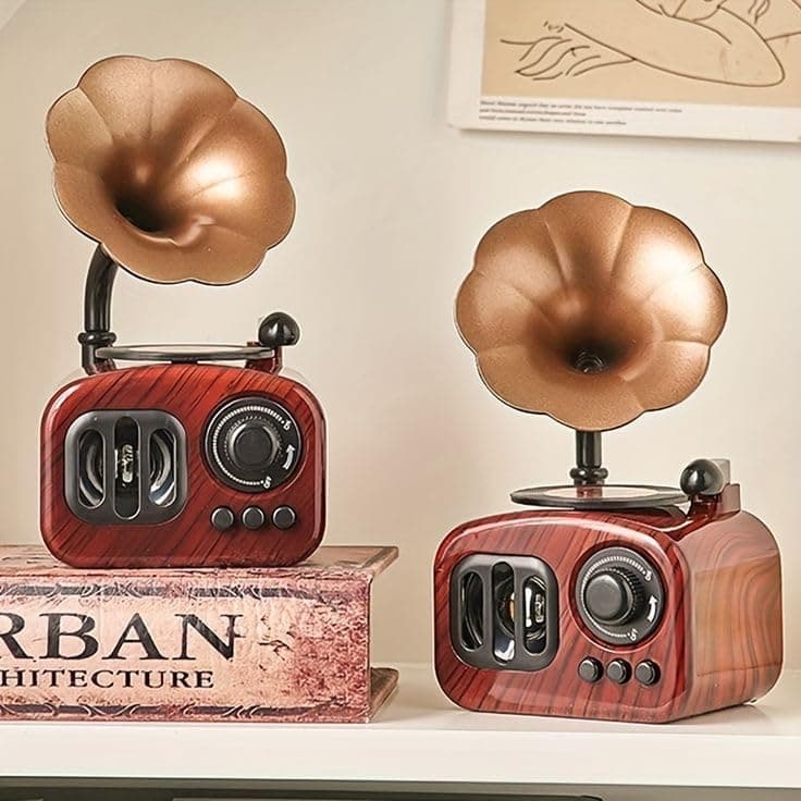 NESTICOX Vintage Phonograph Music Box – Classic Gramophone Style Decorative Showpiece with Retro Phonograph Tabletop Home Décor [Gramophone]