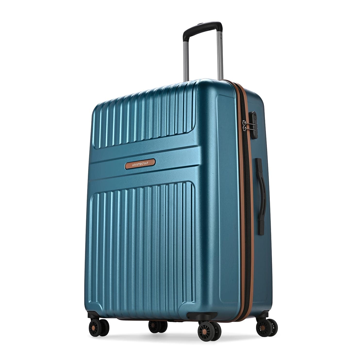 Aristocrat Atlas Check-in Trolley Bag 77cm | Large | Hard Luggage | Smooth 8-Wheel Suitcase | Secure Combination Lock with Sturdy Zipper | Full Fabric Convipack | 3-Year Warranty (Teal Blue)