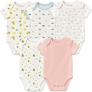 MOM'S HOME MOM'S HOME Soft Organic cotton Unisex New Born Baby Onesie/BodySuit | 0-3 Months | Pack of 5