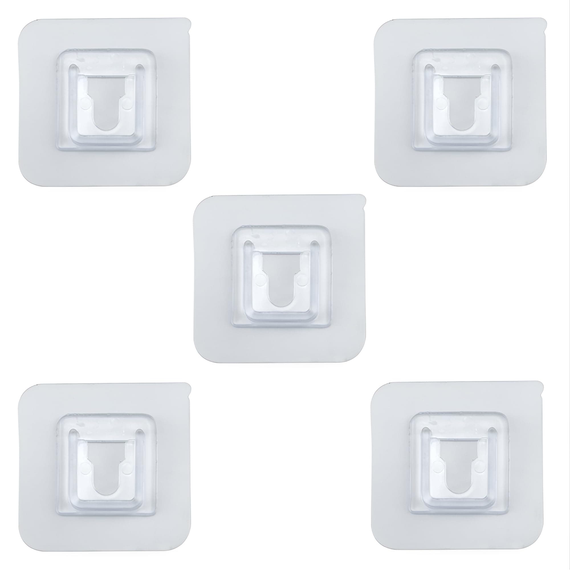 Vexton Heavy Duty 6 KG Multipurpose Strong Self Adhesive Nail-Free PVC Transparent Sticker Female Wall Hooks for Hanging (Pack of 5)