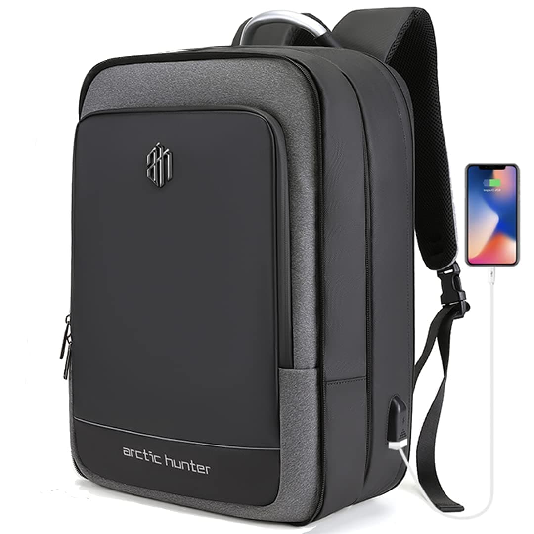 Arctic Hunter Travel Backpack 180° Opening Clothing Pocket 17-inch Laptop Compartment 41L Expandable Design 3 in 1 Convertable Bag Water-resistant Multiple Pockets USB Charging Port