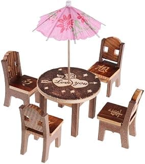 Wooden Miniature Chair and Table Bed and Dressing Table Set for Kids/Toy (only for Kids)- Multi Color(Pack of 1 Set)