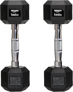 amazon basics Rubber Encased Hex Dumbbell Weight Set Of 2, 2.5 Kg,Black