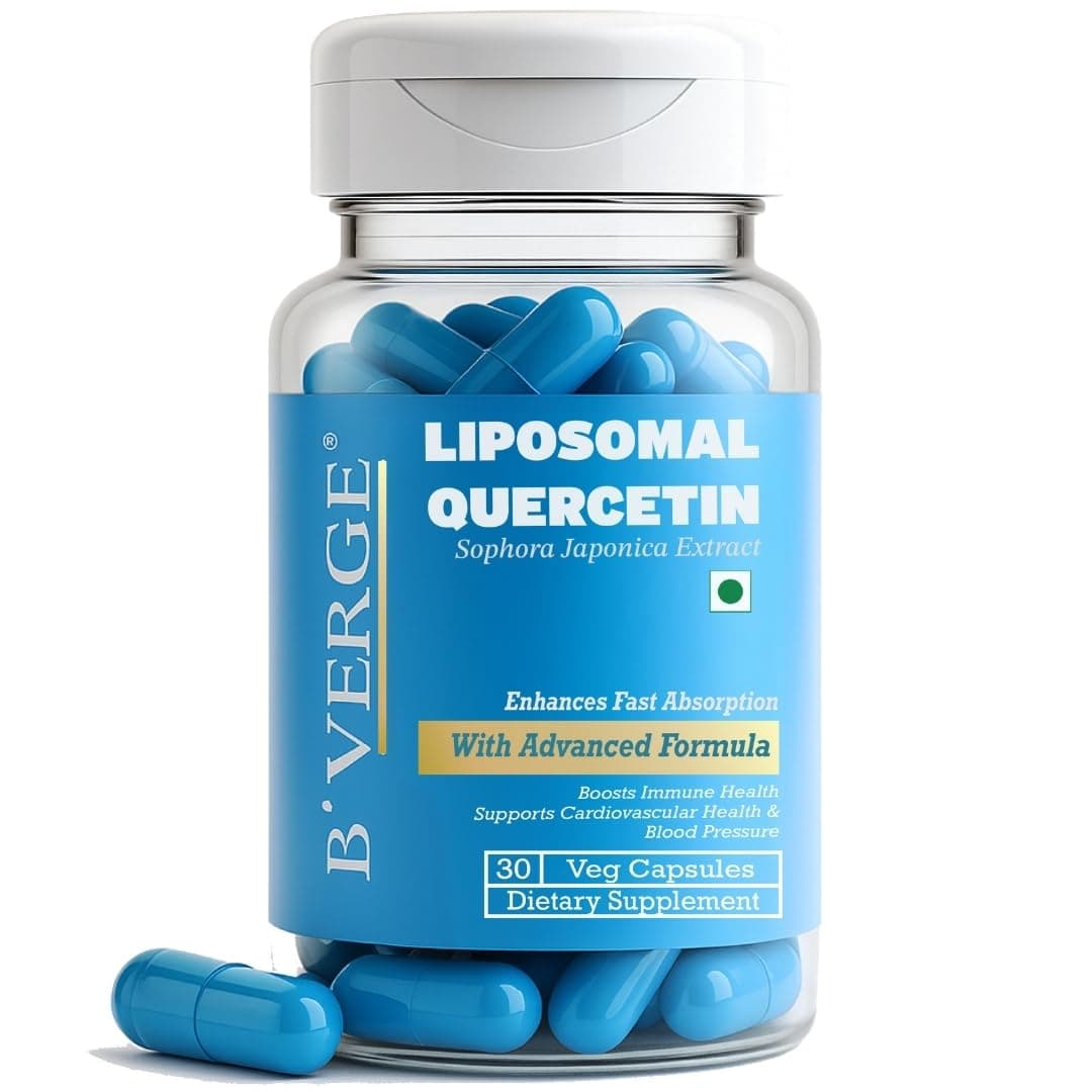 B'VERGE Liposomal Quercetin 100mg – Premium Antioxidant Support for Respiratory, Heart & Joint Health – Vegan, Non-GMO Capsules – 30 Capsules (Microbial & Heavy Metal Tested)