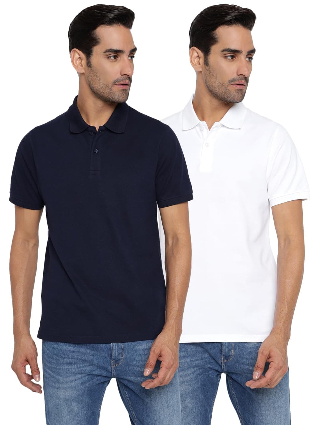 Aventura Outfitters Men's Polo Collar Tshirts (Combo Pack of 2) - Cotton-Lycra Blend, Stretchable & Breathable, (Available in Plus Sizes Also)