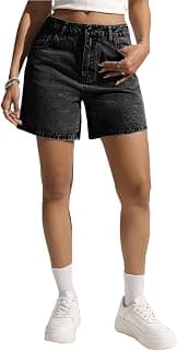 Nifty Women's Denim Stretchable Relaxed Fit Shorts|| Back Pocket Bow Tie Detail