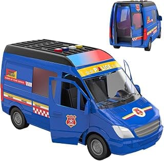 Mirana India Police - Big Toy Van for Kids - Multiple Emergency Sirens - 4 Preloaded Baby Rhymes - Friction Powered Wheels - Detailed Cab Area - Best Cop Car for Boys & Girls (Police Van)