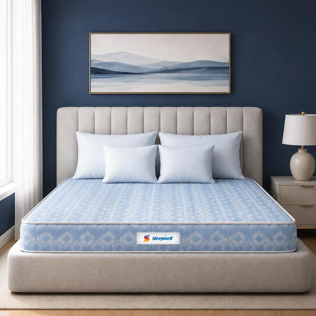 Sleepwell Ortho Mattress | Double Size 72x48x6 Inch | Medium Firm Orthopedic Spine Support | Pressure Point Relief | Resitec Foam with VPF | Neem Fresche Anti-Microbial | 10 Years Warranty