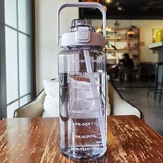 4Mura 2 L Capacity Belt Straw Transparent Motivational Water Bottles|Time Marker Leak Proof&Break-Proof|Best Usage For Office/School/Gym/Travel Bottle|Bpa-Free Fitness Sports Bottle (PURPLE)