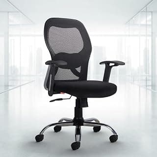 CELLBELL Tauras Lite C100 Mesh Mid Back Office Chair/Study/Computer/Revolving/Desk Chair for Work from Home Metal Base Seat Height Adjustable Chair with 3 Years of Warranty Black