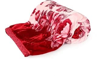 Signature Blanket Andrew Polyester Super Soft 2 Ply Double Bed Blanket (Cranberry Print), Multicolour, 350 TC