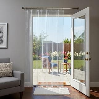 STITCHNEST PVC Transparent AC Curtain | Waterproof Door Curtain | Quick Water Release | Dust & Insect Protection | Energy Saving Cooling Barrier | 9 Feet (Pack of 1)