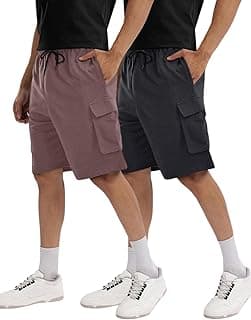 Pinkmint Cargo Shorts for Men Pack of 2 Cotton Lycra Training Gym Shorts for Men Casual Workout Lightweight Summer Shorts with Dual Side Pockets Half Pant for Running, Gym, Walking, Travel