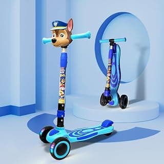Wembley 3 Wheel Kick Scooter for Kids 3-12 Years | Adjustable Height | LED Wheels Balance Scooter | Strong & Durable with Honking Character Head | Paw Patrol Design | Outdoor Kids Scooter