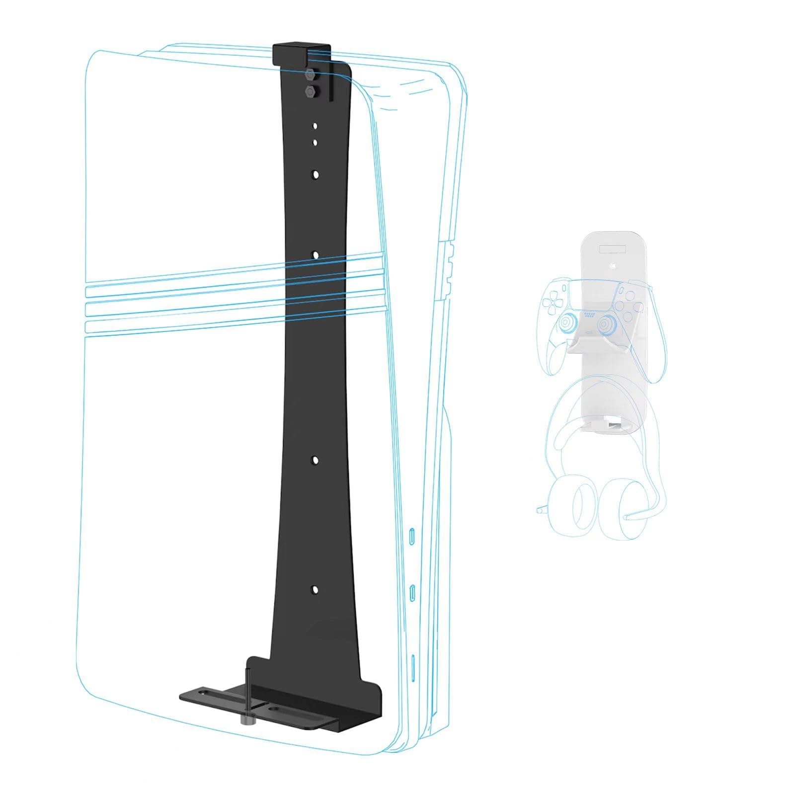 New World For PS5 Wall Mount Stand for All PS5 Console , Wall stand for PS5 Slim ,PS5 Pro ,PS5 fat all model , Wall Mount bracket Holder For PS5 Console with Controller and Headphone hanger