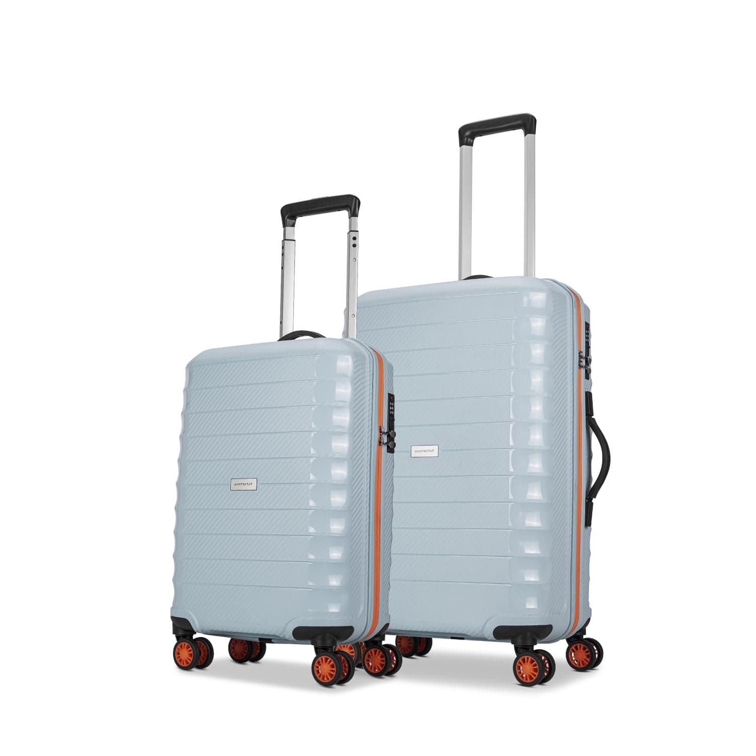Aristocrat Altitude 8 Wheel Set of 2 (Small + Medium) Hard Case Trolley Bags | Combination Lock |Tough and Durable Luggage | 3 Year International Warranty | Suitcases for Travel| Surf Spray
