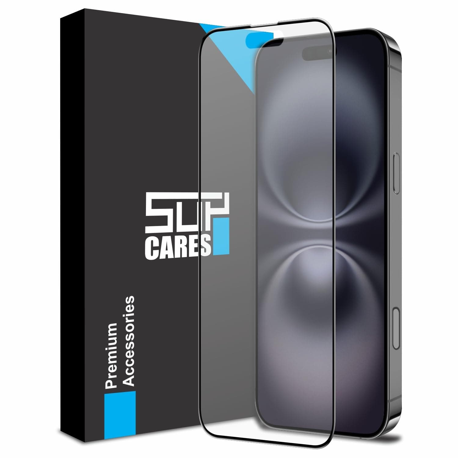 SupCares Matte Anti-Glare Tempered Glass for iPhone 15 and iPhone 16 (6.1 Inch) With Installation Kit | Military-Grade Gorilla Screen Protector | Edge to Edge Coverage | Black