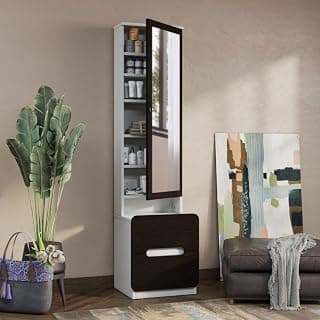 Wakefit Dressing Table with Mirror & Storage | 1 Year Warranty | Wardrobe with Dressing Table (Engineered Wood - Wenge & Frosty White, Mendla)