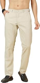 Thomas Scott Men's | Solid | Light Weight | Breathable Fabric | 4 Pockets | Mid Rise | Slim Fit | 100% Cotton | Button Waist | Chino Trouser | Pants