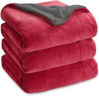 Goyal's Ultra Soft Flannel Sherpa Blanket for AC Room, Mild & Heavy Winter Use | Double Bed Reversible Plush 500GSM Blanket 85 x 90 Inches | Thick Warm Cozy Dual Layer Microfibre Throw - Maroon