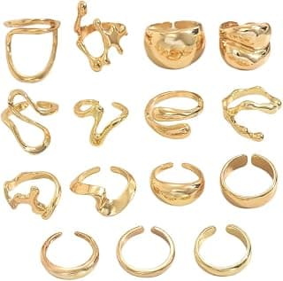 Shining Diva Fashion Set of 15 Latest Stylish Gold Plated Rings for Women and Girls (16673r)