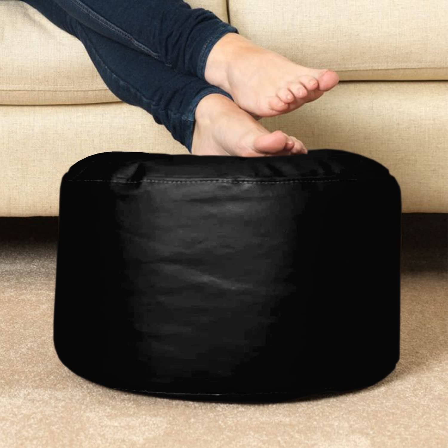 inster BEAN BAG Cover 4XL Without Beans with Footrest and Cushion Lounge Chair Luxury Bean Bag Cover with Footrest Without Beans 4XL (Without Fillers) (Black NEW)