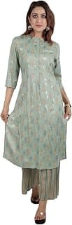 BEBLA Women's Rayon Printed Kurta with Straight Pants - Light Green