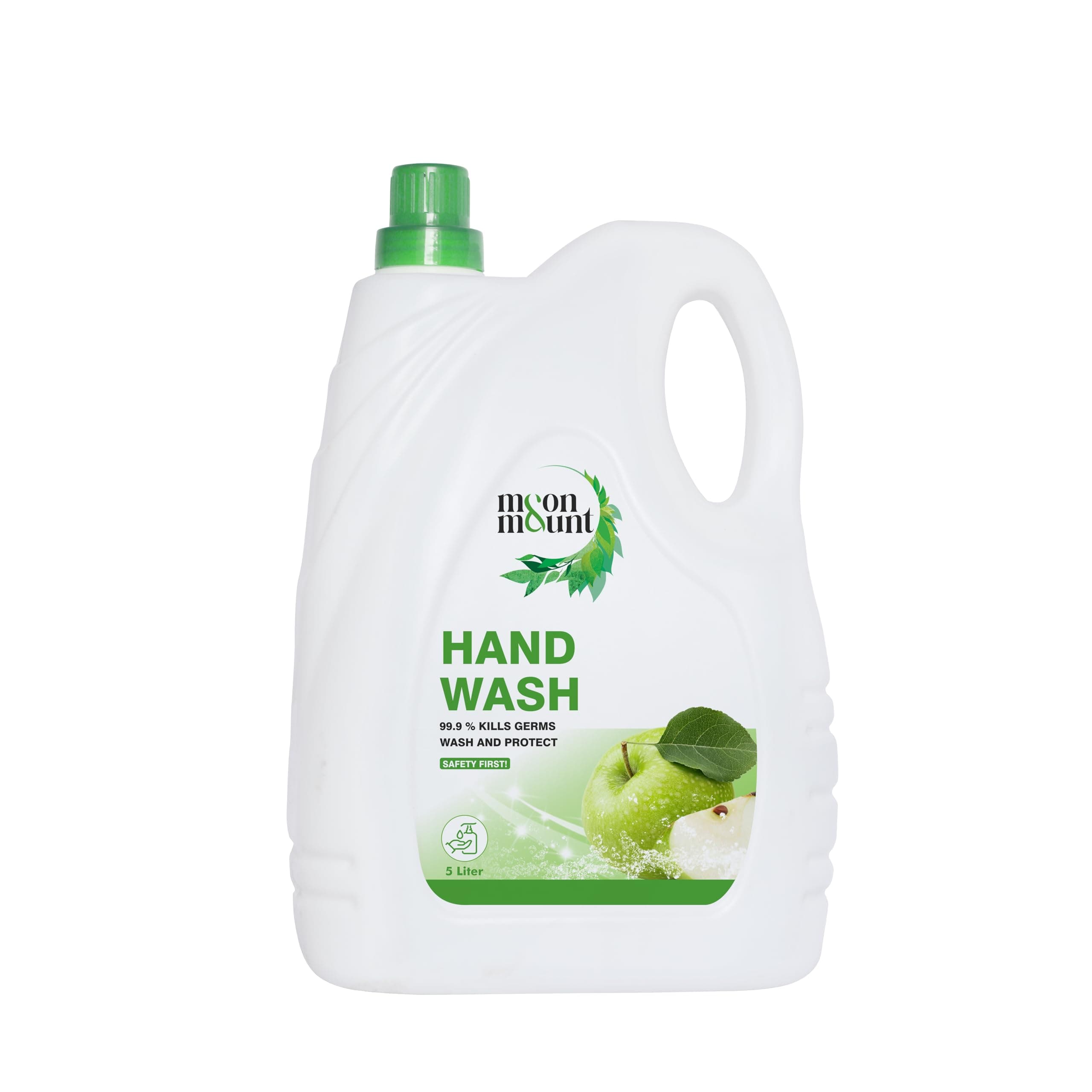Moon & Mount Green Apple Scented Liquid Hand Wash Refill, pH Balanced, 5L