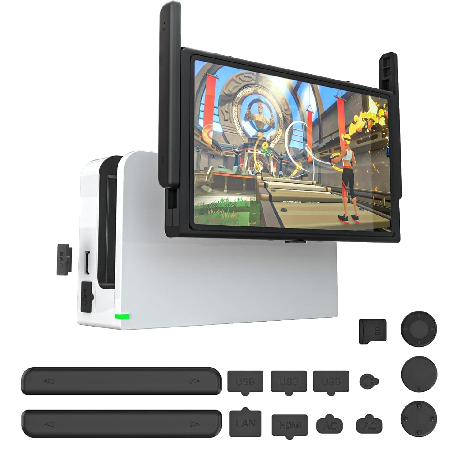 New World Dust Proof Plugs Kit for Nin-tendo Switch OLED Accessories, 11 Soft Silicone Dust Plug Cover for Switch OLED Console and Dock, 3 Thumb Grip Caps for Switch OLED Joy Con